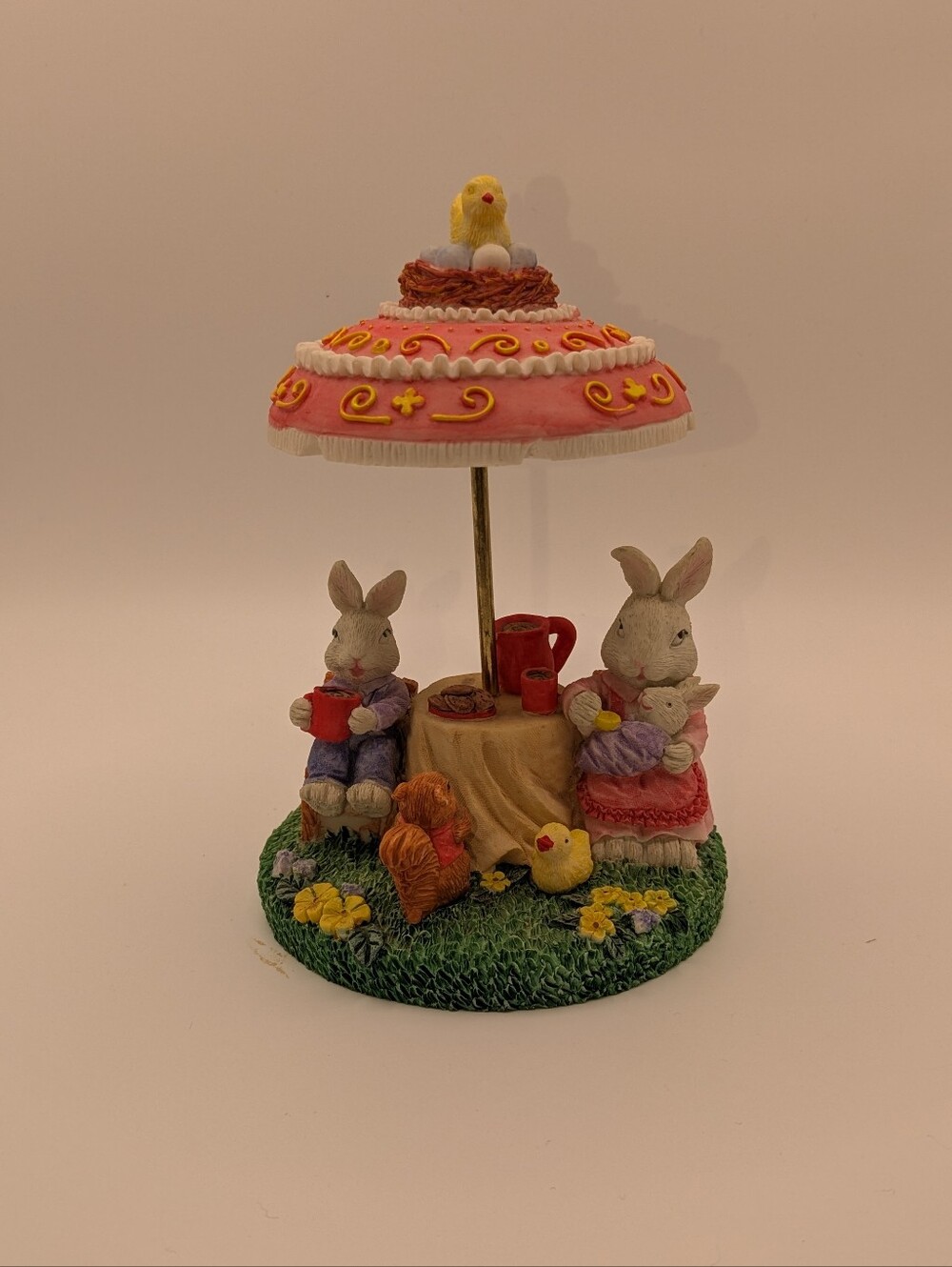 VNTG Easter Bunny Tea Party Ceramic Figurine